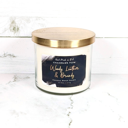 Woody Leather & Brandy 2-Wick Candle